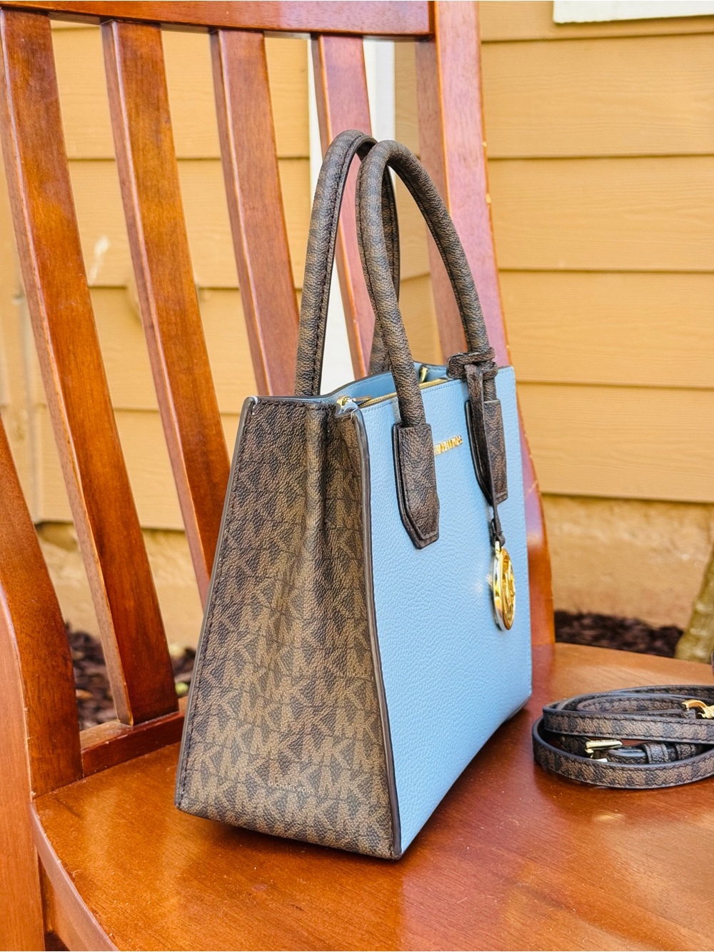 Michael Kors Mercer Pebbled Leather Satchel Crossbody Bag - Picture 12 of 14
